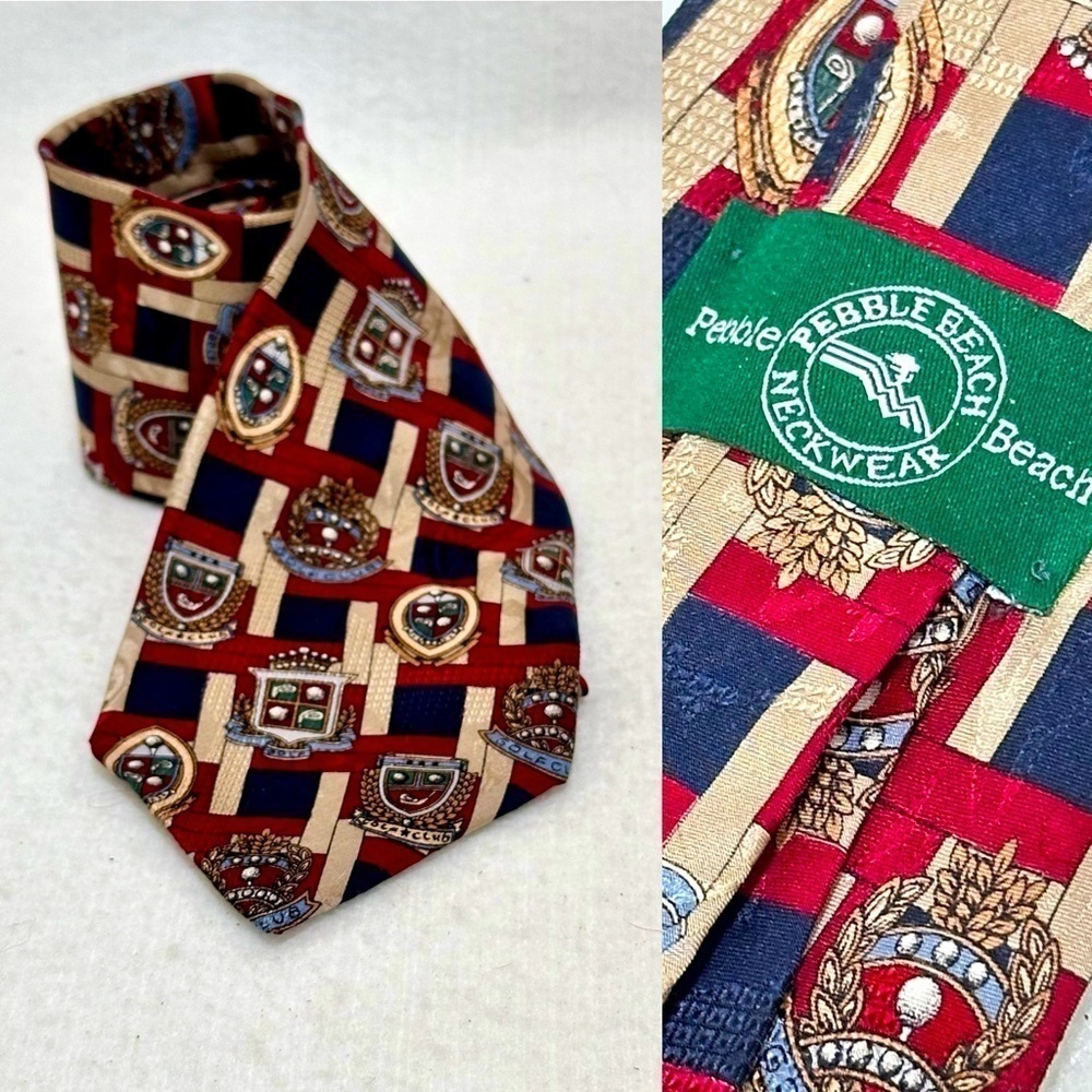 Pebble Beach Golf Club 100% silk men’s necktie golf theme, classy tie golf lover